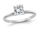 2/5 Carat (1/2 Ct. Look G-H-I) Cushion Cut Synthetic Moissanite Solitaire Engagement Ring 14K White Gold